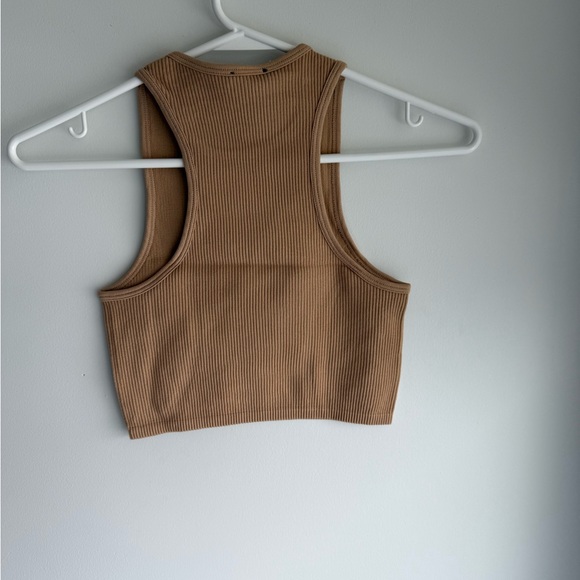 Zara Tan Ribbed Crop Top - Picture 2 of 3